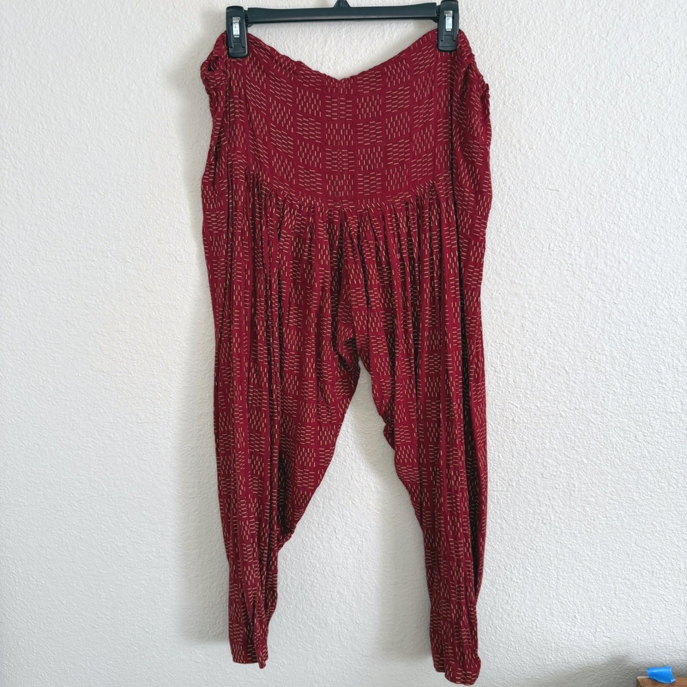 One Size Red Harem Pants Tie Waist Boho Indie Grunge‎ Hippie Festival Yoga